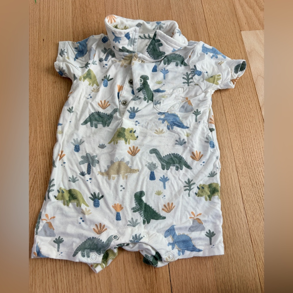 Angel Dear Dinosaur Romper 3-6 Months Bamboo Baby Boy Girl Dino Print One Piece